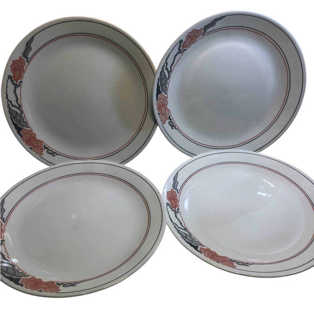 Lot of 4 Rose Duo Corelle Dinner Plates